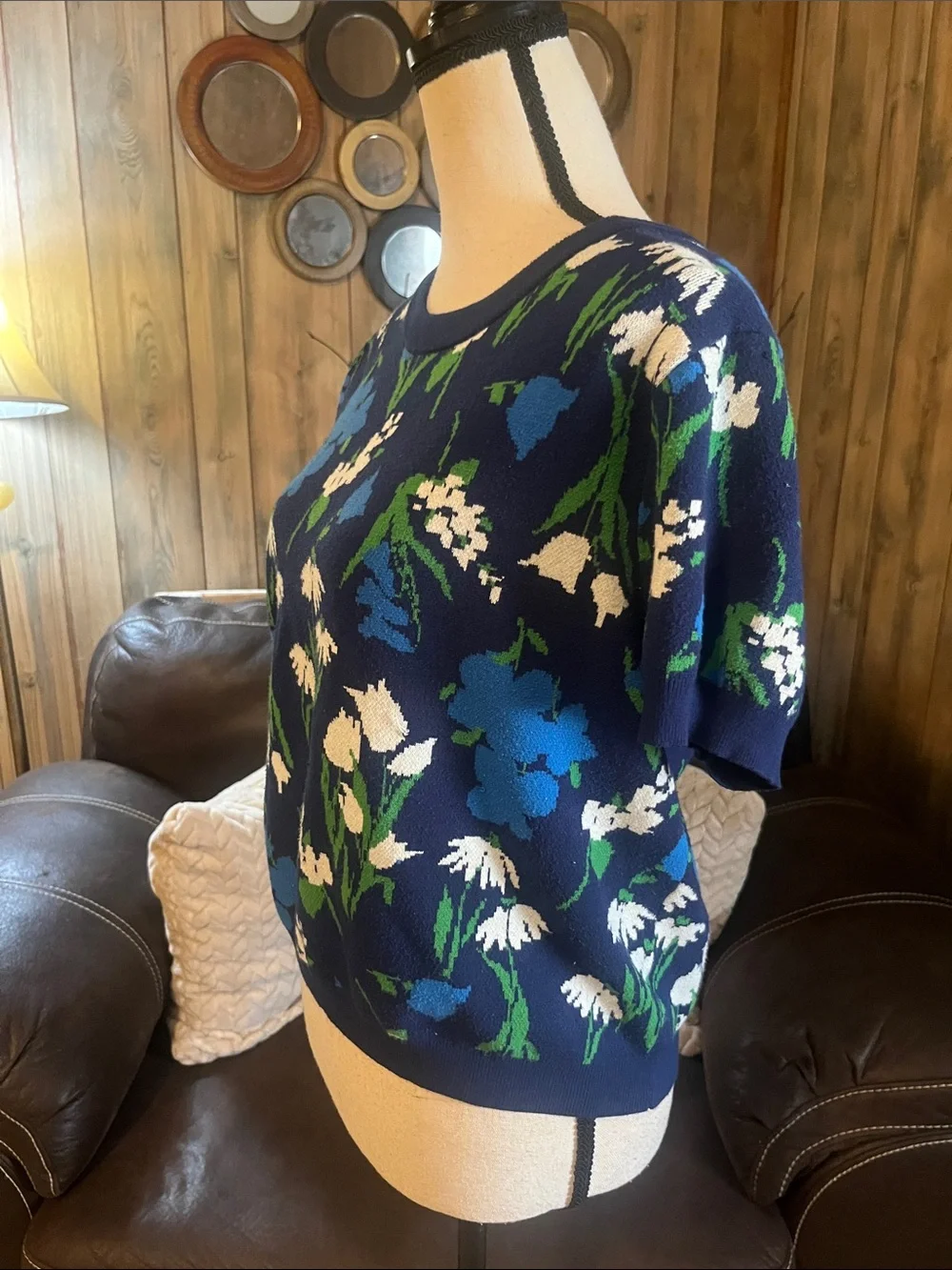 Kate Spade New York Target Navy Blue Short-Sleeve Crewneck Sweater Short Sleeve